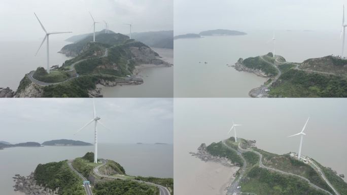 航拍LOG台州1号公路风力发电合集4K2