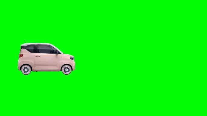 绿幕抠像宏光mini行走，纯绿色背景汽车