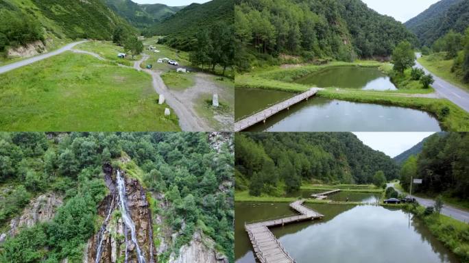 青海西宁湟源大黑沟景区航拍