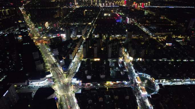 江苏宿迁城市夜景灯光交通航拍