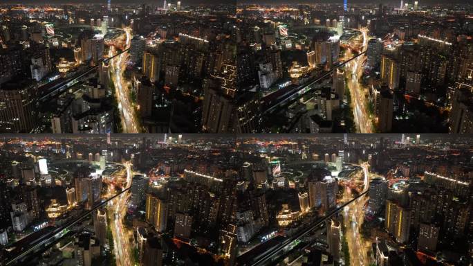 上海漕溪北路夜景航拍