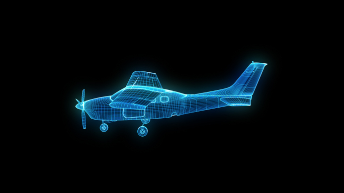 小飞机蓝色科技线框