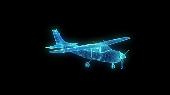 小飞机蓝色科技线框