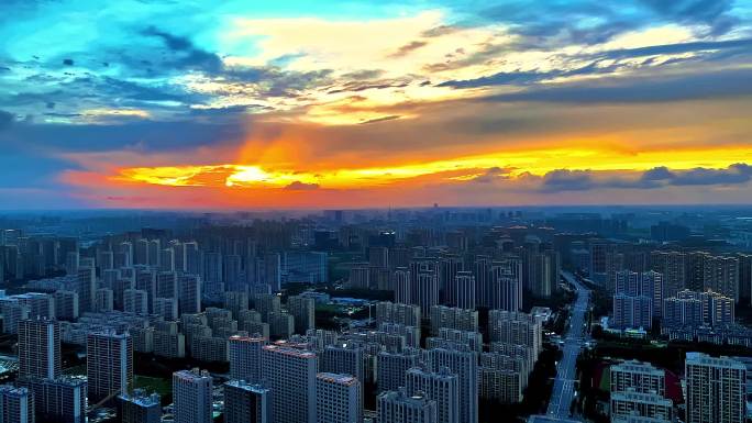 城市晚霞夜景延时