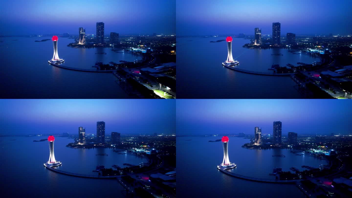 西太湖揽月湾夜景-4k航拍