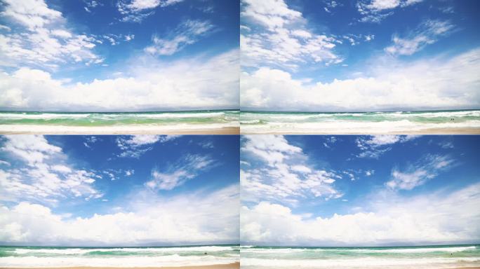 蓝天白云下的大海、海浪、沙滩6