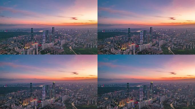 落日余晖的南宁东盟商务区