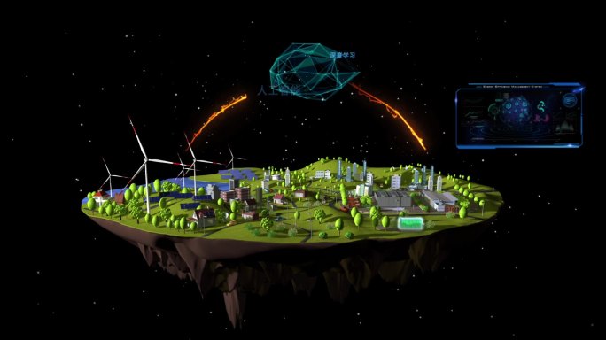 智能绿色能源的全息三维动画