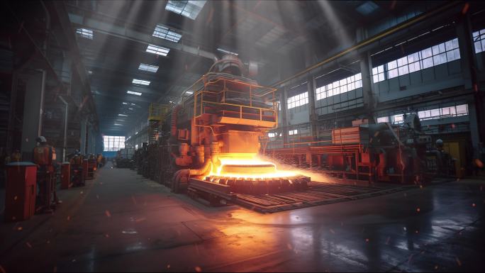 钢铁冶炼工厂热轧钢板车间机器厂房舞台背景