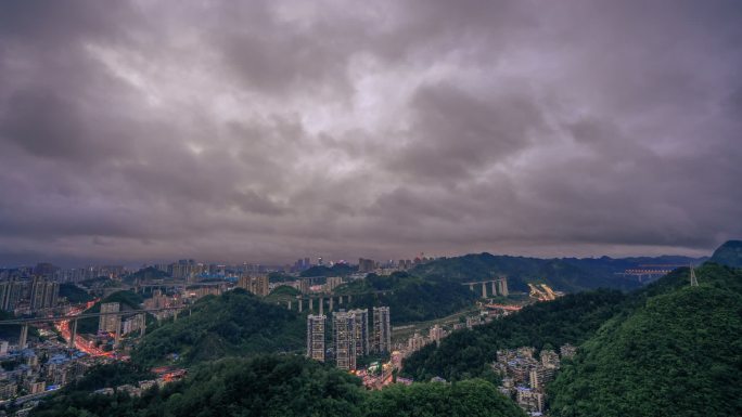 阴天乌云流动日转夜延时