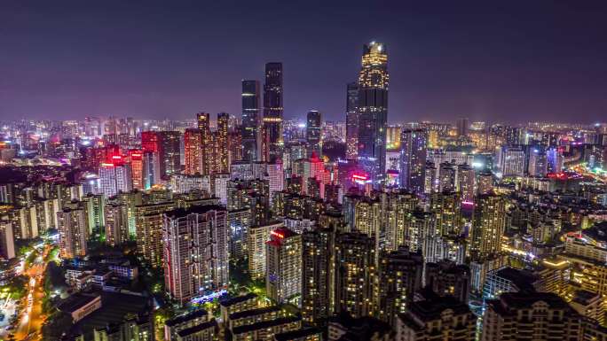 南宁东盟商务区内透夜景