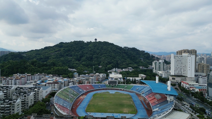 航拍龙岩市体育中心龙岩大景