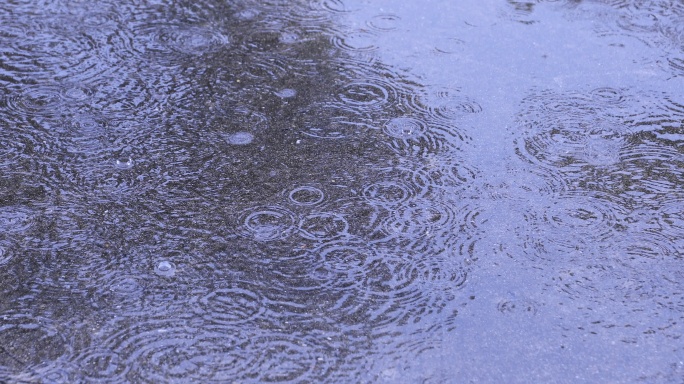 雨滴落在地面上