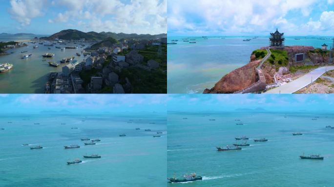 礁石岛屿 轮船航游 优美景色