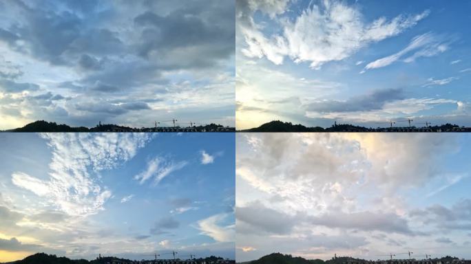 傍晚快速移动的云层-双层-延时