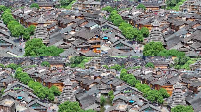 贵州肇兴侗寨鳞次栉比的侗族特色房屋