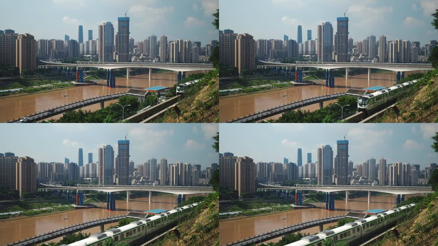 重庆嘉陵江畔繁华发达的轨道交通