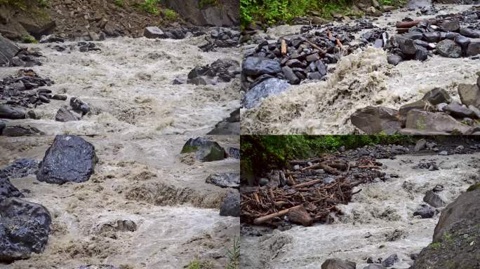 山洪暴发洪水洪灾抗洪抢险涨洪水视频素材