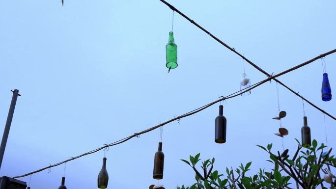 【相机实拍】玻璃风铃瓶 院子布置