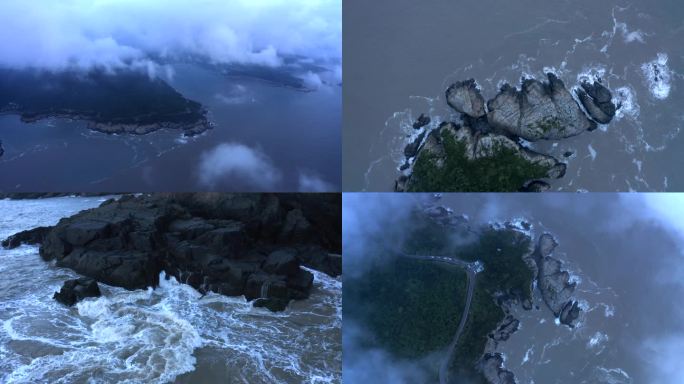 舟山云海海上日出朝霞闪电