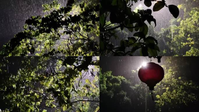 雨水特写水花四溅雨水滴落特写拍摄下雨地面