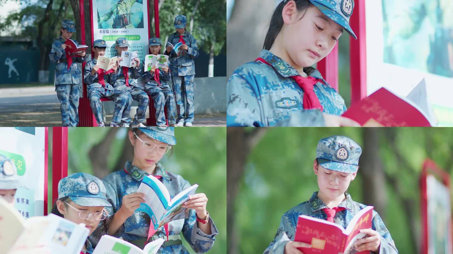 中学小学学生学校军装少年读书