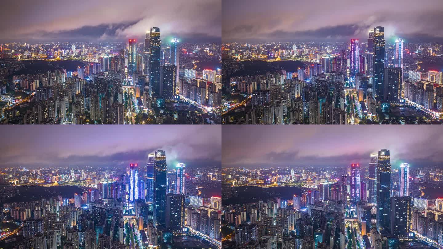 4K高清南宁东盟商务区夜景