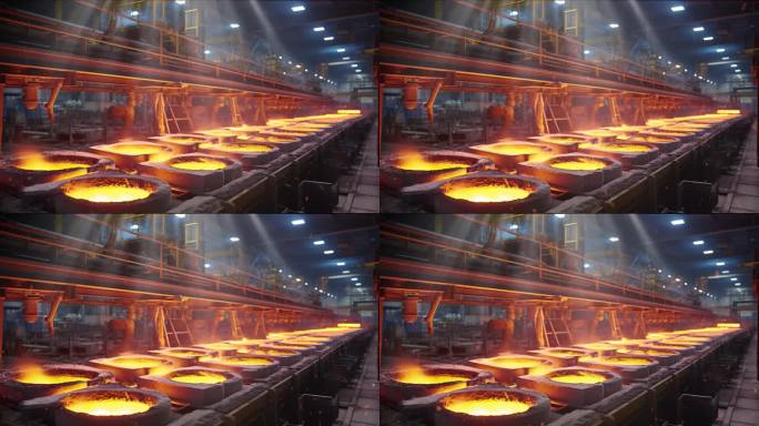 钢铁企业铁水熔炉生产线厂房场景舞台表演2