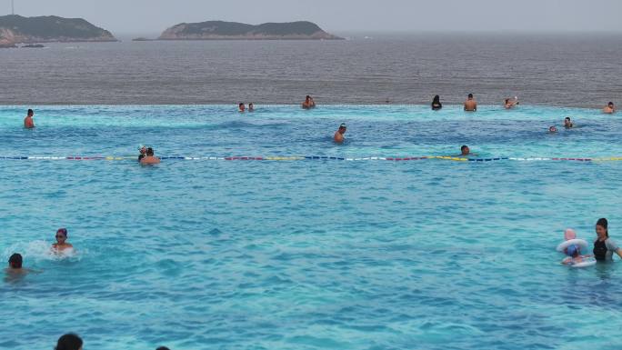 温州洞头新鸿蓝海游泳池航拍