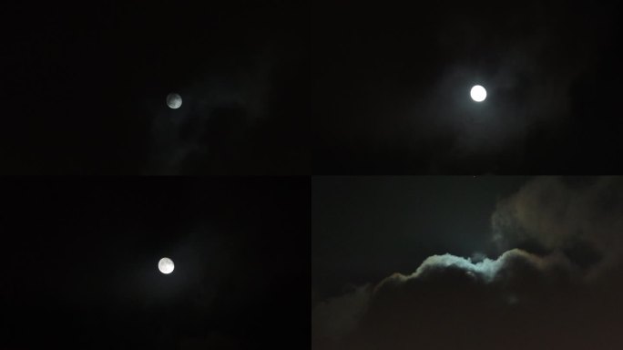 云层里的圆月