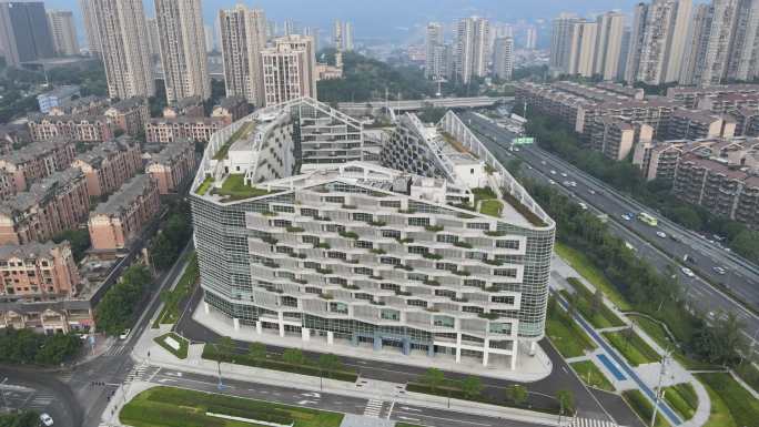 航拍重庆九龙坡高新区重庆数字大厦