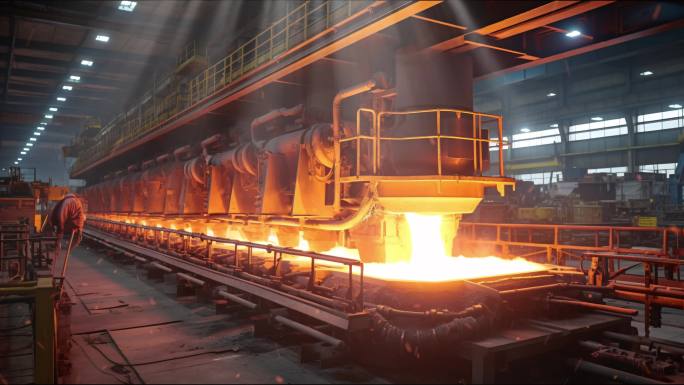 工人有力量炼钢工人热火朝天厂房大屏背景