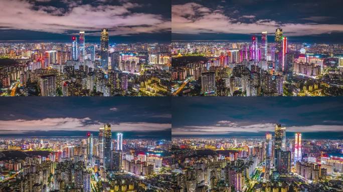 4K高清南宁东盟商务区夜景延时