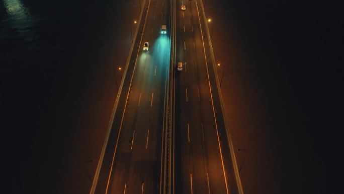 4K大桥夜晚道路