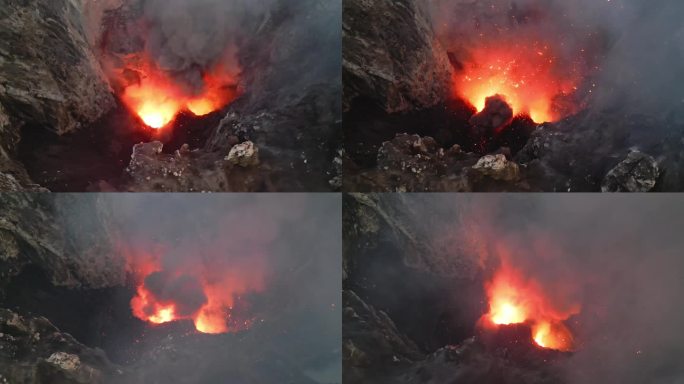 航拍火山爆发