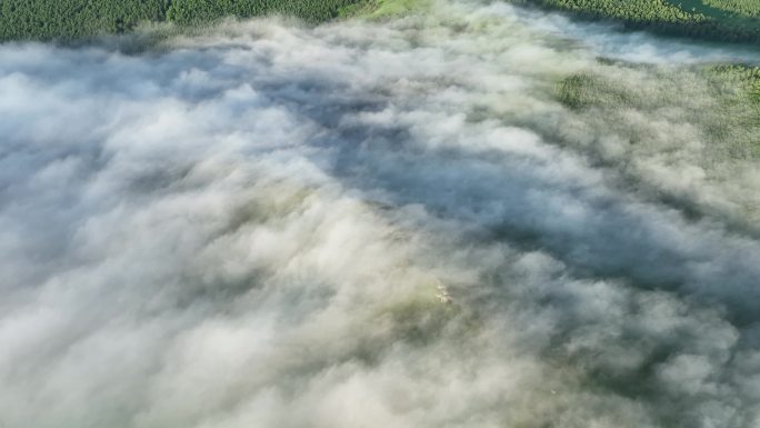 航拍云雾缭绕的青山