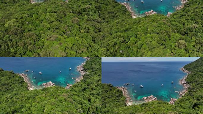 泰国涛岛热带雨林岛屿海湾自然风光航拍