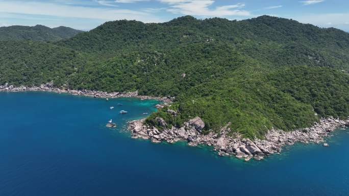 泰国涛岛热带岛屿海岸线自然风光航拍