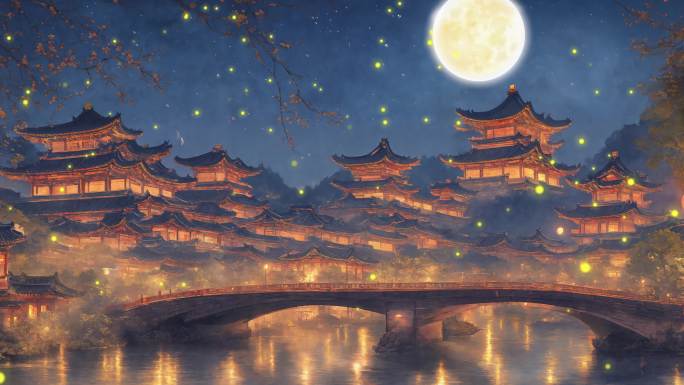 4k中国风夜景LED背景动画 5