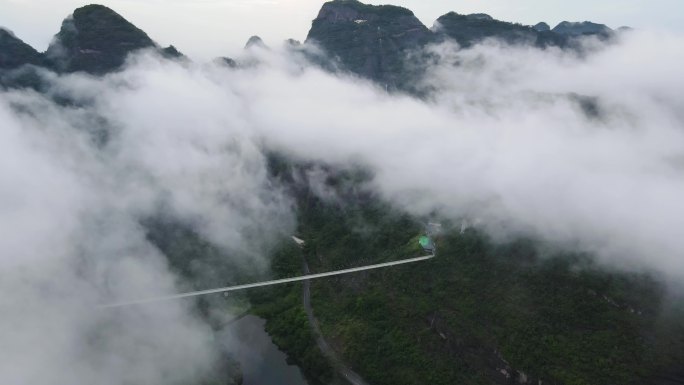 都峤山风光云海山间云雾玻璃桥峡谷风光