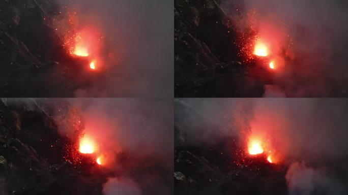 航拍火山爆发