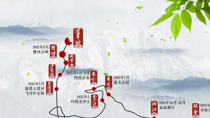 红军长征路线图 中国风路线图 地图