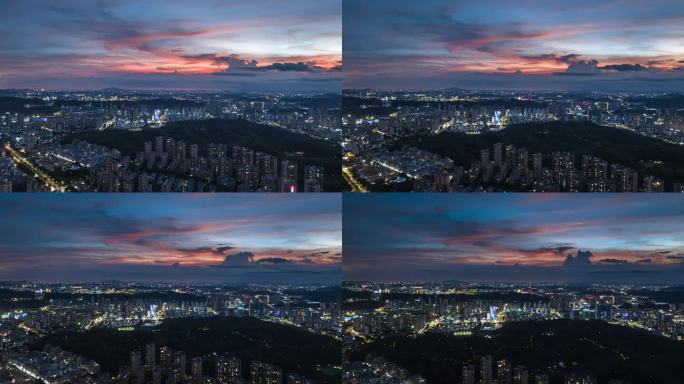 龙岗区城市日落夜景延时