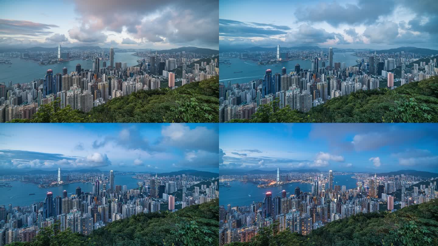【4K超清延时】香港太平山港岛城市日转夜