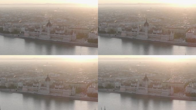 匈牙利议会大楼布达佩斯多瑙河日出天际线