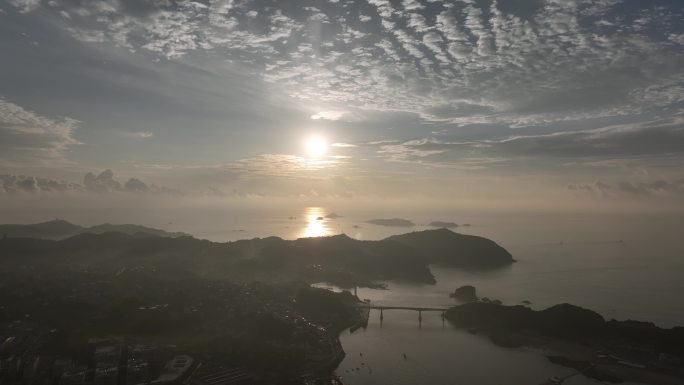 温州洞头岛清晨日出航拍