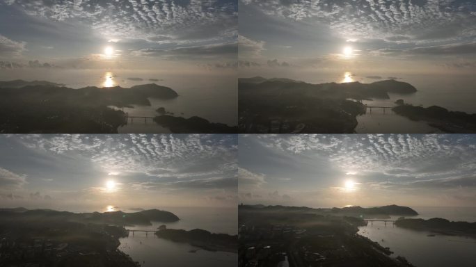温州洞头岛清晨日出航拍