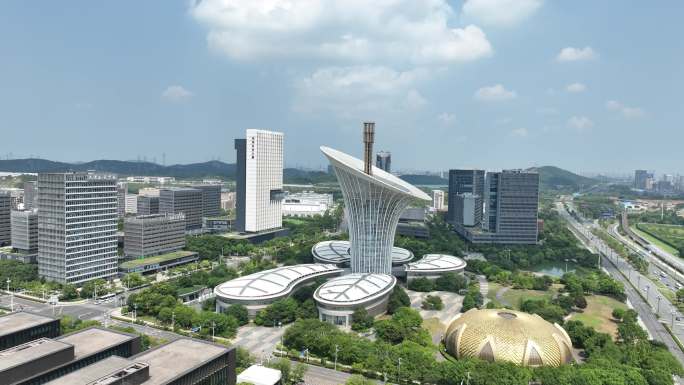 武汉光谷华为科技公司研发中心大楼航拍建筑