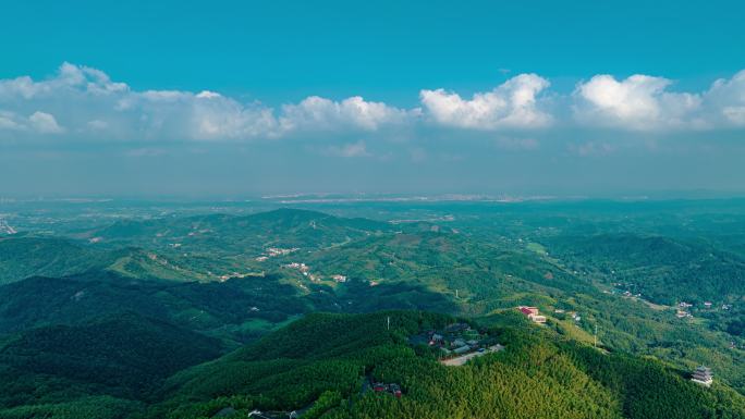 信阳西九华山蓝天白云航拍延时摄影