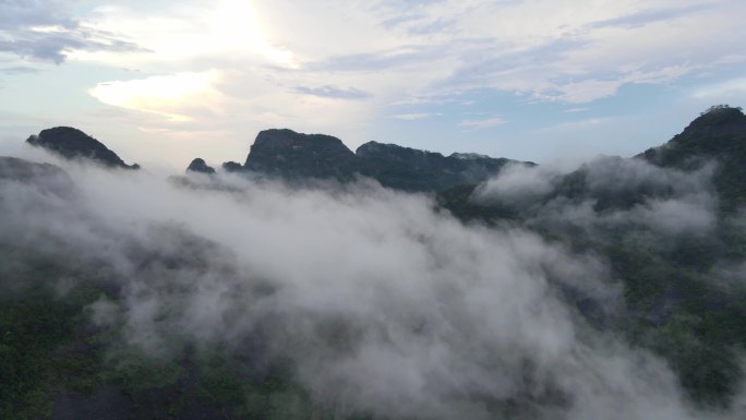 都峤山风光云海山间云雾玻璃桥峡谷风光